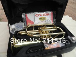 Hot Selling OVES Students the Cornet Bb Trumpet Instrument Brass Tube Gold Lacquer Surface with Nylon Case