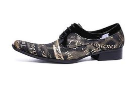 2018 Мужчины холст обувь кружева Up мокасины указал Toe печати письма обувь Chaussure Homme плюс размер EU39-EU46