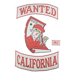 HOT SALE WANTED CALIFORNIA Biker Embroidery Patches Iron on Appliques Motorcycle Jacket Vest Accessories Free Shipping