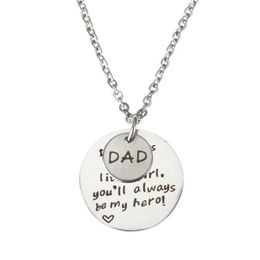 Fashion jewelry accessories Inspirational I'll Always Be Your Little Girl, You'll Always Be My Hero Pendant Necklace for Dad and mom