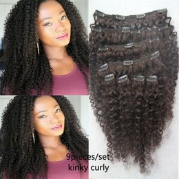 100g 4B 4C Afro Kinky Curly Clip in Human Hair Extensions 9pcs human hair clip in extensions Products Brazilian Remy Hair Clip ins Free Ship