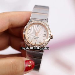 27mm 123.25.27.20.55.001 Conch Dial Automatic Womens Watch Diamond Bezel Sapphire Two Tone Rose Gold Band Fashion Lady Watches
