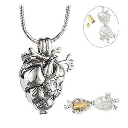 Anatomical Heart Necklace Cremation Organ Pendant Urn for Memorial Ash Pendant Urn Necklace Keepsake stainless steel with Fill Kit Gift