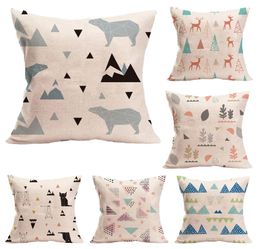 Fashion Printed Geometric Pillow Case Vintage Throw Cushion Cover Home Sofa Decor Linen Cotton Pillow Cover 18x18"