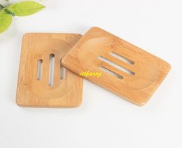 50pcs/lot Fast shipping Bathroom Dish Bamboo Soap Tray Holder Storage Soap Rack Plate Box Container