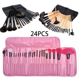 24pcs/set Professional Makeup Brush Set Case Portable Cosmetic Powder Lip Eyeshadow Brushes with Bag Make Up Tools Toiletry Kit Best quality