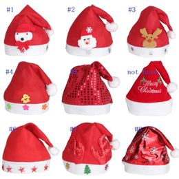 Hot sale Led Kids Christmas Hat Xmas Adult Mini Red Santa Claus Deer Party Decor Christmas Caps Christmas Decorations Tableware Holder
