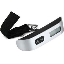 Portable LCD Mini Luggage Electronic Scale Thermometer 50kg Capacity Hanging Digital Weighing Device With retail packaging SN1070