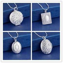 Wholesale Mixed Order 925 Sterling Silver Plated Frame Pendant Locket Necklace Fashion Party Jewellery Birthday Gifts Can Open Free Shipping