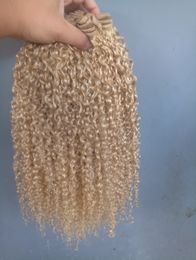 -Brésilienne Vierge Human Remy Kinky Cheveux Courbis Hair Blonde Couleur Néguée Bébé Soft Extensions 100g / Bundle