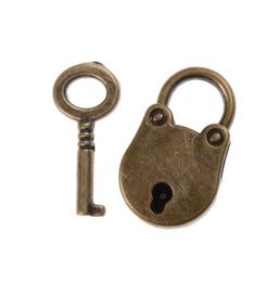1PC Bronze Vintage Old Antique Style Mini Archaize Padlocks Key Lock With Key Candado Combinacion