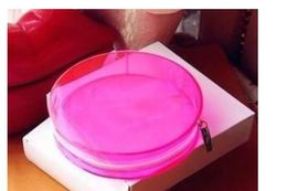 5pcs lot C fashion Red Transparent around shape waterproof zipper bag with gift box famous beauty cosmetic case luxury makeup orga196L