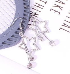 new hot Fashion long style water drill star pendant star stud exaggerated fringed earrings Jewellery fashion classic exquisite