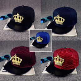 Tide crystal metal crown designer hats for men new mesh breathable hip hop baseball caps men high street men caps free shipping