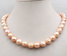 Elegant Natural pink 10-11mm akoya freshwater pearl necklace 18