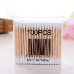Make up double-head wood sticks Cotton Swabs Stick Buds For Medical Cure Health Beauty Nose Ears Cleaning