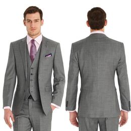 New Arrival 2018 Custume Made Grey Business Men Suits Fashion Wedding/Party/Prom/Best Man Tuxedos Wedding Suits ( Jacket+Pants+Vest)