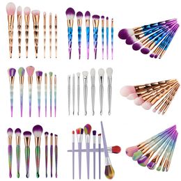 7pcs Diamond Makeup Brush Sets Eyeshadow Foundation Face Powder Cosmetics Beauty Tools Rainbow Mermaid Make up Brushes Kits