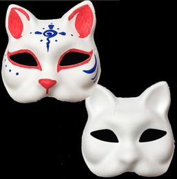 Hot sell 200pcs Unpainted Blank White Sexy Women Party Masks Masquerade Mask Venetian Cat Animal hand Cosplay Costume DIY Mask SN799