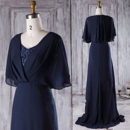 Fashion Navy Mother of the Bride Groom Dress Plus size Real Photo With Short Sleeves Lace Sheath Chiffon Cheap Wedding Dress For Guest