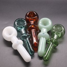 Wholesale 5 Color Short Glass Mini Spoon Handle Smoking Pipes Oil Burner in stock