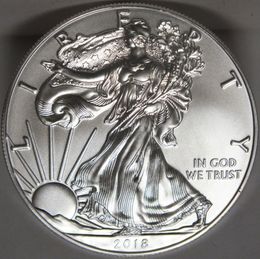 DHL Free Shipping 50pcs/lot,1 oz 2018 American Eagle Silver Coin,no magnetic,Mirror effect