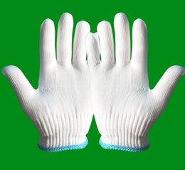 Wholesale nylon gloves non-slip Kangli labor insurance thickening foot heavy white dust-free wear-resistant protective gloves 60pair