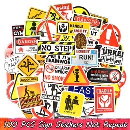 100 PCS Warning Sign Doodle Sticker Symbol Reminder Mark Label Stickers Home Decor Scrapbook Suitcase Laptop Fridge Bicycle Motorcycle Gifts