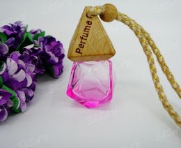 8ML Spray Colour Triangle Diamond Car Pendant Perfume Glass Bottle Fine Car Hanging Empty Bottle 100PCS/LOT