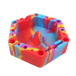 Hexagon Silicone Ashtray High temperature portable ashtrays Holder Multiple slots Gifts Home Office Decoration