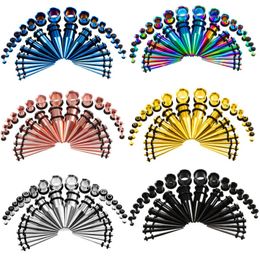 36Pcs/Set 6 Styles Hot Ear Gauge Taper And Plug Stretching Kits Flesh Tunnel Expansion Body Piercing Jewellery Earring 14G-00G G79L