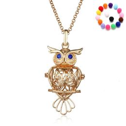 Aromatherapy Diffuser Necklaces 3 Colors Hollowed Out Owl Aromatherapy Essential Oils Pendants Fashion Necklace Jewelry Gifts