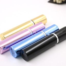 7ml perfume bottle Aluminium pipe bright bottles atomizer Spray Travel glass Refillable bottle black blue rose gold Home Fragrances lin2388