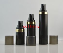 100pcs/lot15ml 30ml 50ml Black airless pump sprays vacuum plastic bottle lotion bottle Refillable Bottles Container for cosmetic