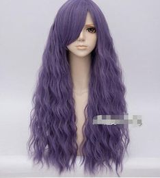 Lolita 70CM Ash Dark Purple Curly Halloween Heat Resistant Fluffy Cosplay Wig