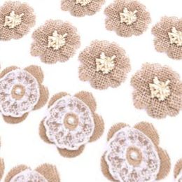 Click image to open expanded view Handmade Burlap Lace Flower Burlap Rose with Pearl for DIY Craft Making and Home Wedding Party Decorations