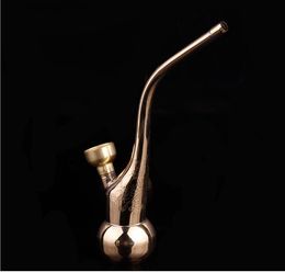 Portable curved metal pipe pure copper carved classical hookah