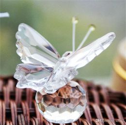 -Mini pequeña novedad cristal mariposa ornamento transparente estatuilla para el partido de la ducha de bebé favores de la boda suministros regalos 6 8zl ii