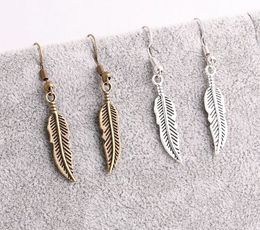 20pair/lot Metal Alloy Zinc Antique Bronze Silver Feather Pendant Leaf Charm Earing Pendant Diy Jewellery Making