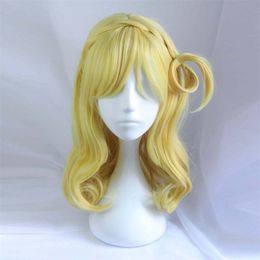 50CM Anime LoveLive! Sunshine!! Aqours Ohara Mari Blonde Hair Cosplay Wig Bangs