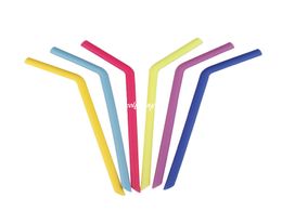 100pcs/lot 13*255mm Big Reusable Drinking Straw Straight & Bend Silicone Straws For Home Party Barware Accessories