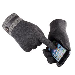 Men Winter Popular Business Casual Style Black Cashmere Gloves for Gift
