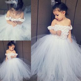 Sexy Off The Shoulder Baby Girls Pageant Gowns Soft Tulle Ball Gown Flower Girl Dresses For Wedding Cheap Children Birthday Party Dress