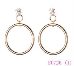 3 set Punk Crystal Double Circles Dangle Earrings Fashion Large Hanging Earring Rhinestone Chain Jewelry for Women E0726