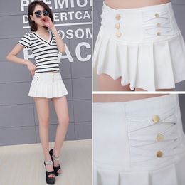 Wholesale-elasticity Waist Pleated Skirt Shorts Women 2017 New Summer Style All-match Black White Stretch Hotpant Miniskirt Micro Short
