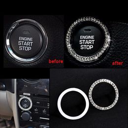 2020 Car SUV Bling Decorative Accessories 40 mm diameter Button Start Switch Silver Diamond Ring Hot Free Shipping