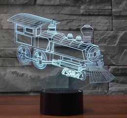 Railway Engine 3D illusion Desk Lamp 7 Changeable Colors LED Night Light Gift #R87