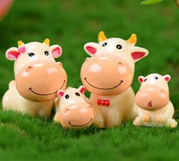 20pcs Resin Lovely Cattle Miniatures Landscape Accessories For Home Garden Cake Decoration Ornament doll Craft Diy