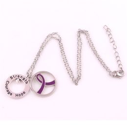 Fashion Unisex Necklace Ribbon Pattern Strength Hope And Courage Written Link Chain Present Choose Zinc Alloy Provide Dropshipping