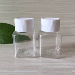 30ml Transparent Plastic Pill Bottles PET Square Sample Bottle with Screw Cap 30g Capsule Bottle wen6076